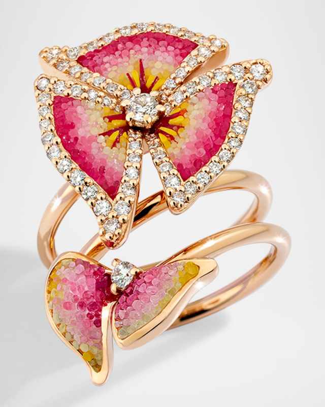 18K Rose Gold Trinity Daylight Ring with Micro Mosaic and Diamonds